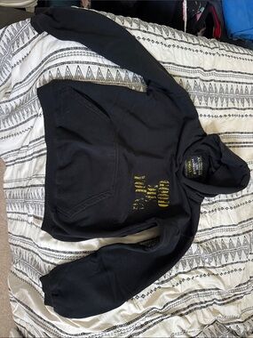Men's Black Zip-Up Sweater with Gold Accent